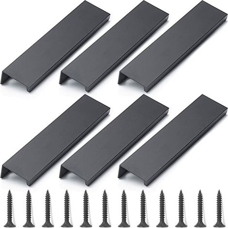 Möbelknöpfe und Griffe, 6 schwarze Möbelgriffe, unsichtbarer Möbelgriff 120 mm