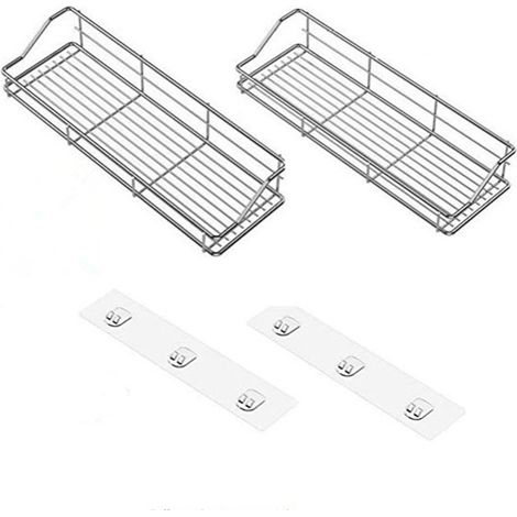 Serviteur de Douche Etagère pour Salle de Bain Panier Toilette Cuisine Spice Rack Acier Inoxydable SUS304 Sans Perçage - 2 Pack (1/5)