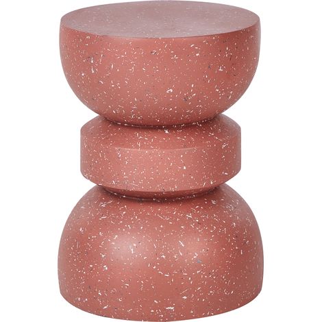 Mesa auxiliar de MgO fibra de vidrio tablero redondo forma de reloj de arena resistente a rayos UV óxido agua viento rojo con efecto terrazo Faliro