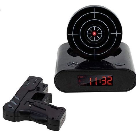 Réveil numérique innovant avec cible de tir et port USB. idéal pour la maison. le bureau et les chambres d'enfants (garçons et filles. même les gros dormeurs) (Noir) (1/4)