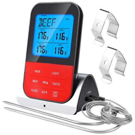 Thermomètre numérique sans fil à double sonde pour la viande, rétro-éclairage, appareil de cuisson pour BBQ, pour la cuisson des aliments (1/5)