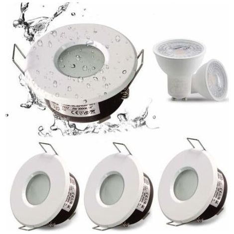 IP65 spot LED encastrable étanche, configuration de douille GU10, adapté aux spots de salle de bain et de cuisine (ampoule non incluse) Blanc Downlight découpe 75mm (1/4)