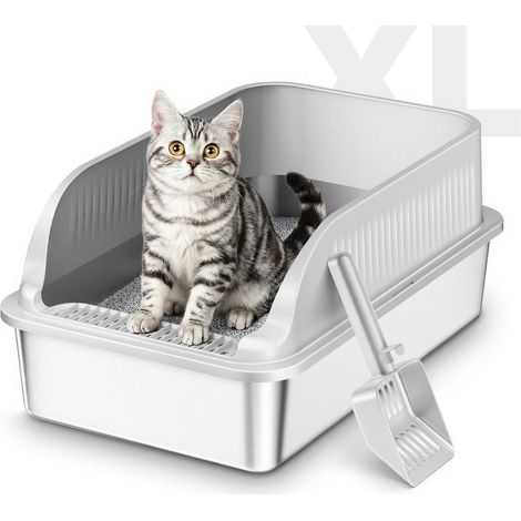 Litière semi-fermée pour chat (gris clair, 57 cm (L) x 38 cm (l) x 27 cm (H) (1/5)