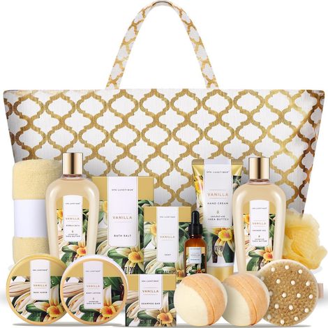 Bade Geschenkset Damen 15tlg Duschgel Haarkappe Handtasche Vanille (1/5)