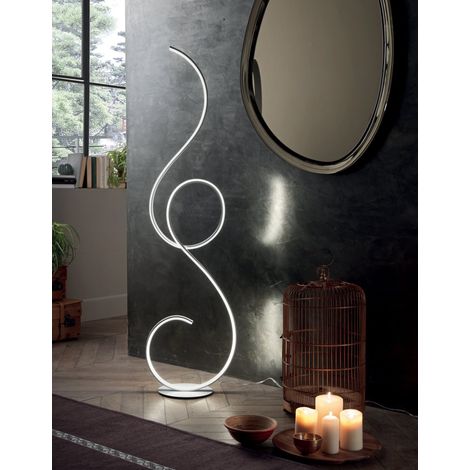 Piantana a Led Flok di Ondaluce 44w 4400lm 3000K h.157cm Dimmerabile Nero (1/2)