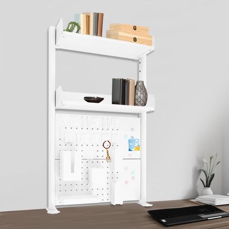 Schreibtisch-Bücherregal mit Klemmloch-Löcherplatte, Multipurpose-Schreibtisch-Aufbewahrungshalter, Zwei-Ebene-offene Aufbewahrungshalter