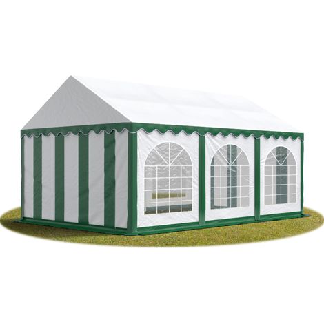 Tente Barnum de Réception 4x6 m PREMIUM Bâches amovibles PVC 750 N vert-blanc + Cadre de Sol Jardin (1/5)