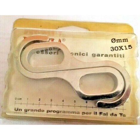MASIDEF - 2 PEZZI - GANCI IN METALLO CROMATI PER TUBO OVALE ø30x15MM