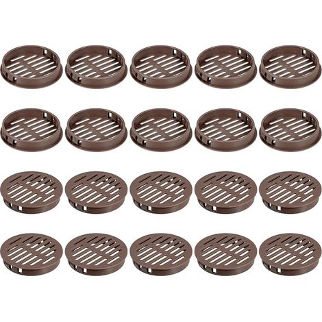 24Pcs 60mm/2.36" Circular Air Grilles Ventilation Cover Plastic Ventilation Louvre Round Mesh Holes Louver for Kitchen Wardrobe Dark Brown (1/5)