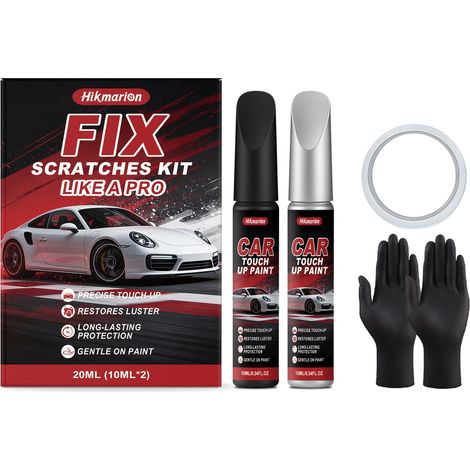 Car paint repair kit (body paint maintenance, restoration, polishing, paint repair, scratch and scrape care - 20ml x 10ml x 2) + gloves + tape -- BIEMMEDUE (1/5)