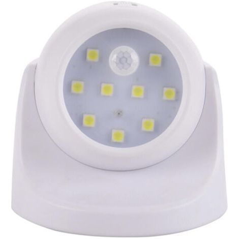 Éclairage à piles, applique murale d'extérieur avec détecteur de mouvement, éclairage extérieur LED, éclairage sans fil à piles, rotation et inclinaison à 360 degrés - Blanc (1/4)