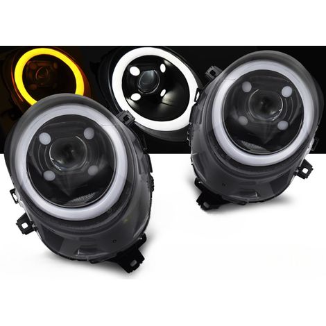 Paire de feux phares Mini Cooper F55-F56-F57 de 2014 a 2017 - FULL LED DRL Noir Brillant-42484335