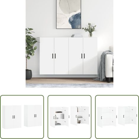 Holzschrank -  Wandschränke 2 Stk. Weiß 69,5x34x90 cm (1/5)
