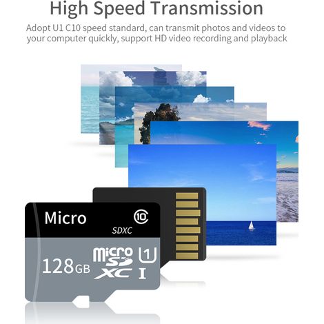 Scheda TF SD ad alta capacità da 512 GB, Classe U1 10, memoria ad alta velocità per cellulari, fotocamere e dash cam. (1/5)