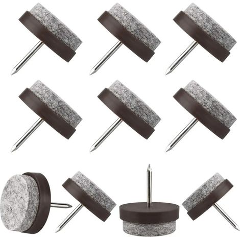 50 patins en feutre pour chaises, patins en feutre de 22 mm pour meubles, patins de meubles avec clous, patins en feutre ronds, patins en feutre (1/5)