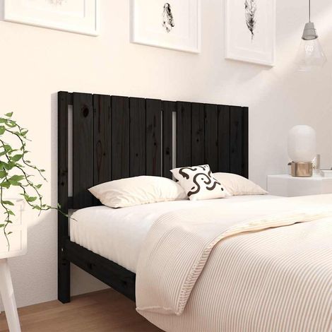 vidaXL Cabecero de cama madera maciza de pino negro 125,5x4x100 cm (1/5)