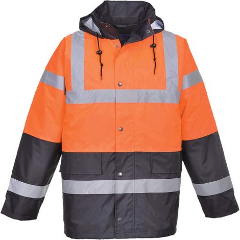 Chaqueta impermeable Hi-Vis Contrast Traffic antimanchas, doble revestimiento para invierno S467 XXXL Naranja