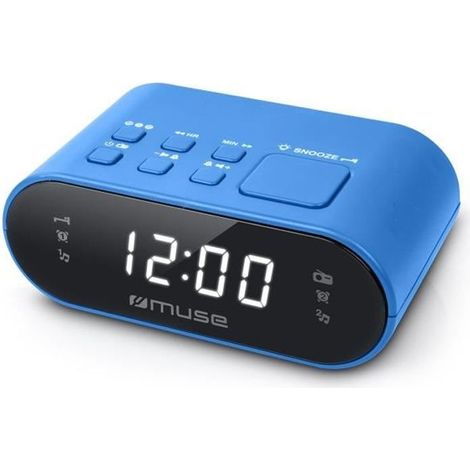 Radio-Wecker MUSE M-10 BL - 20 FM-Sender - Doppelalarm - Weißes LED - Blau