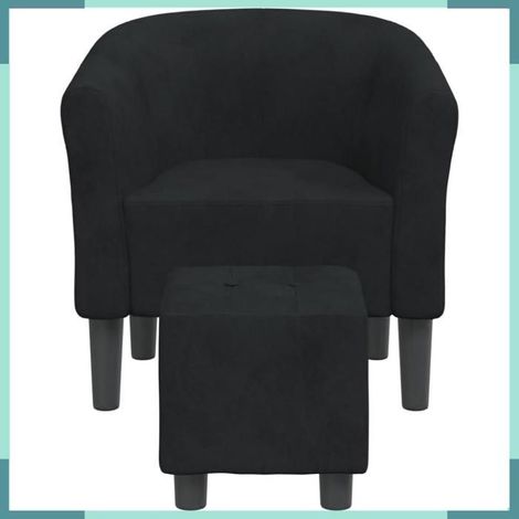 356451 Chaise cabriolet avec repose-pied noir velours (1/5)