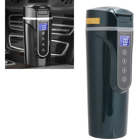 Bouteille chauffante électrique 500ML pour voiture, écran intelligent 12V/24V, tasse isolante verte (1/5)