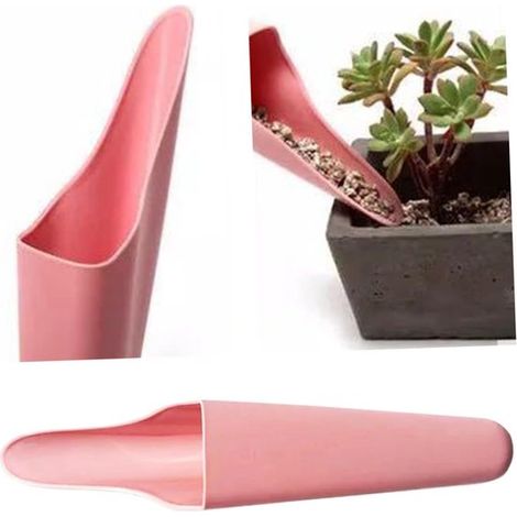 Mini paletta di plastica - Paletta da giardino - Paletta per terriccio - Per giardinaggio in vaso - Leggera e facile da pulire - 23 cm - Rosa (1/5)
