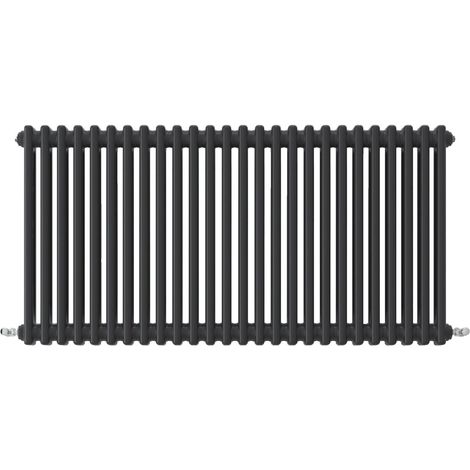 Acezanble Horizontal Traditional Cast Iron Style Radiator 600x1190mm 2 Column Black (1/4)