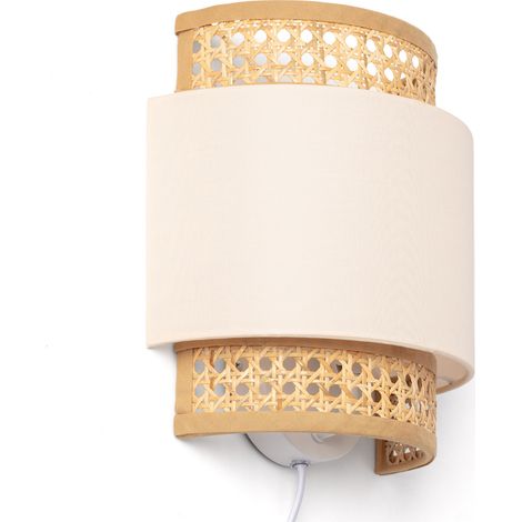 Applique Murale Rotin et Tissu Amaia Blanc cassé (1/5)