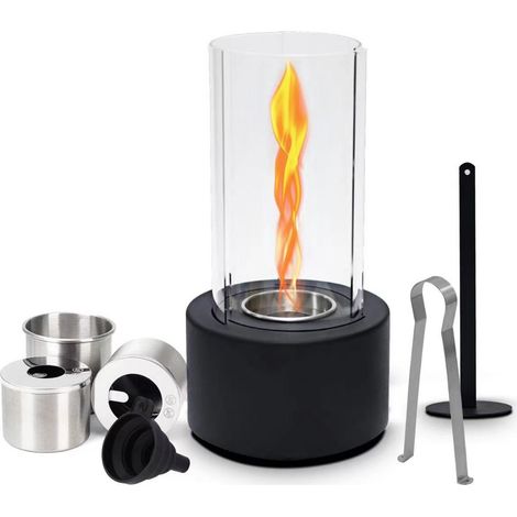 Soavoa Cheminée à Alcool Modèle Noir avec Flamme Rotative, Accessoire Décoratif Intérieur et Extérieur, Kit Complet avec Pince et Entonnoir (1/3)