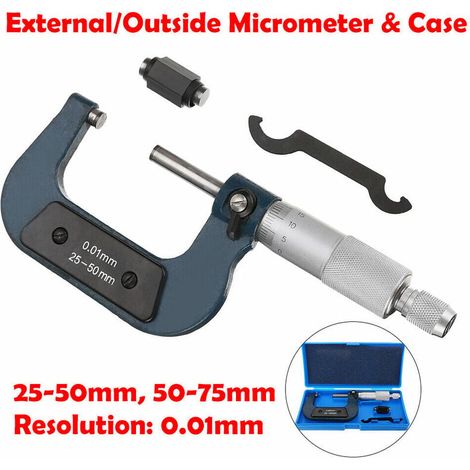 Micromètre Extérieur - 25 à 50 mm - Précision Métrique - Verrouillage Central - Acier Allié Trempé - Atelier et Laboratoire (1/5)