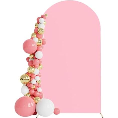 Couverture d'arche de mariage - Couverture de support d'arche de mariage - Couverture de fond bombée - Panneaux de fond Chiara pour décoration de mariage/anniversaire/fête (150 x 65 cm, rose) (1/5)