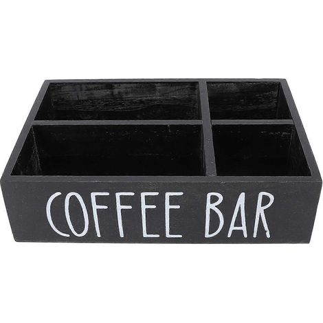 Kaffeestation-Organizer mit Trennwand, Aufbewahrungsbox aus Holz für Kaffeebar-Zubehör, Teebeutel, Kaffeekapseln