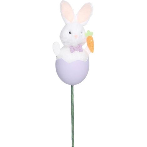 Easter Decoration with Bunny – Spring Basket with Foam Eggs and Carrots, Ideal for Decorating Living Room and Home, Purple – 1 Piece (1/5)