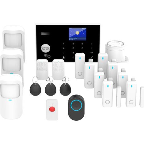 Système d'Alarme 2G WiFi/GSM, Détecteur de Mouvement,Kit Antivol avec Sirène,Capteur Ports Protéger Bureau (1/5)