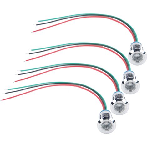 Lot de 4 voyants LED étanches à anode commune pour composants de contrôle industriel, 12 mm, 110-220 V, rouge et vert. (1/5)