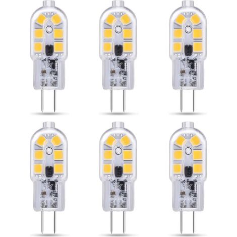 G4 LED 2 W 12 V AC/DC Kaltweiß 6000 K für Dunstabzugshaube, 200 lm, G4 10 W 20 W Halogenlampen-Äquivalent, nicht dimmbar, Bi-Pin-LED G4 12 V für Kronleuchter/Wohnmobil, 6er-Set