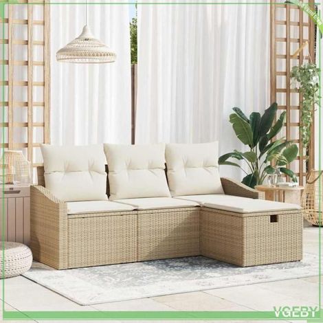 Ensemble canapés de jardin 4 pcs - FAFEICY - 3360582 - Polyrotin résist. intempéries - Anti-UV - Déhoussable (1/5)