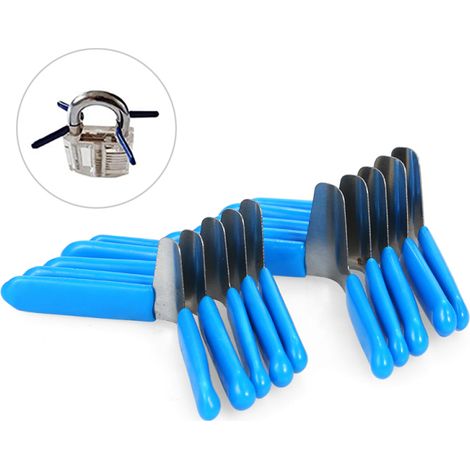 Kit de 10 outils de crochetage pour cadenas, accessoires d'ouverture de serrures, outils de serrurier pour la maison (bleu)