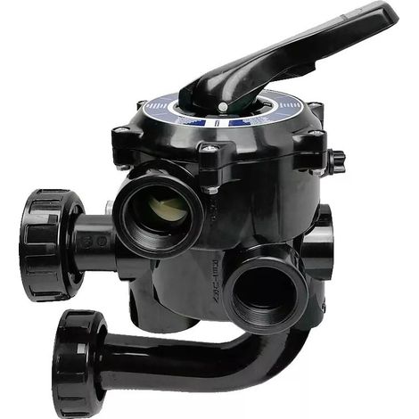 Astral – Vanne multivoies 1'1/2 pour filtre piscine – 6 voies – Nouveau coude à grand rayon – Limite perte de charge