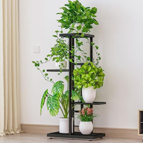 Lunsy – Support de plantes 4 niveaux en métal – Dimensions 43 x 22 x 82 cm – Pour salon, balcon, chambre – Rangement élégant et fonctionnel (1/5)