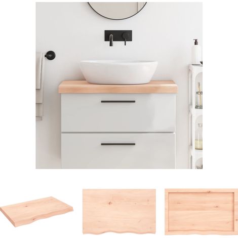 The Living Store Waschtischplatte 80x50x(2-6) cm Massivholz Unbehandelt -  Arbeitsplatten (1/5)