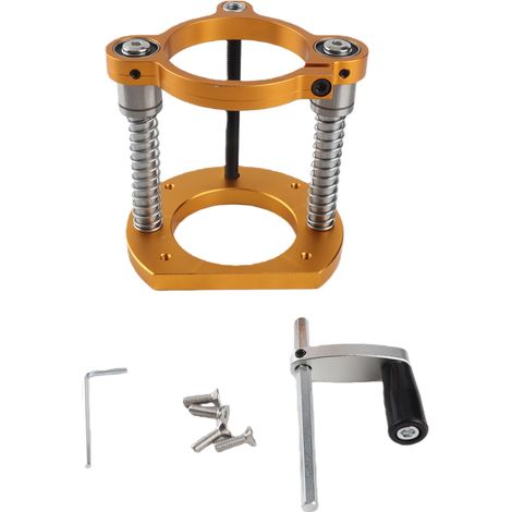 [JAMAIS UTILISÉ]Système de levage réglable pour défonceuse, diamètre 63,5-65 mm, universel, base en aluminium, système de serrage sous table, finition or (1/5)
