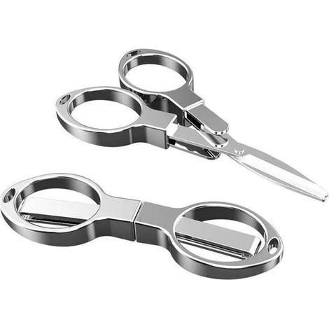 Ciseaux pliables — Mini-ciseaux de voyage sûrs et portables — Petits ciseaux rétractables en acier inoxydable — Lot de 2