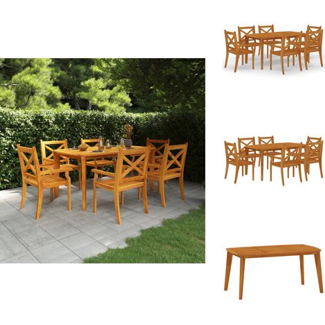 7-tlg. Garten-Essgruppe Massivholz Akazie - Gartentisch - Gartenstuhl - Esstisch - Holztisch - Akazienholzmöbel