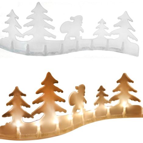 Lámpara decorativa de 8 LED con forma de candelabro y figura de Papá Noel, funciona con pilas. (1/3)