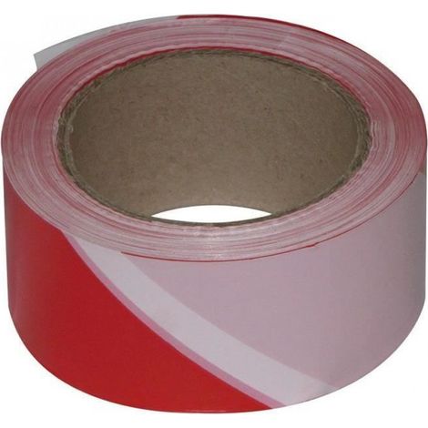 Ruban de chantier - - haute résistance - 100 m x 50 mm - rouge et blanc (1/4)