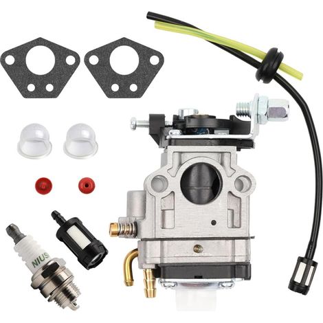 Kit Carburateur Débroussailleuse avec Joint et Bougie, Compatible avec Moteur thermique 43cc 49cc 52cc (1/5)