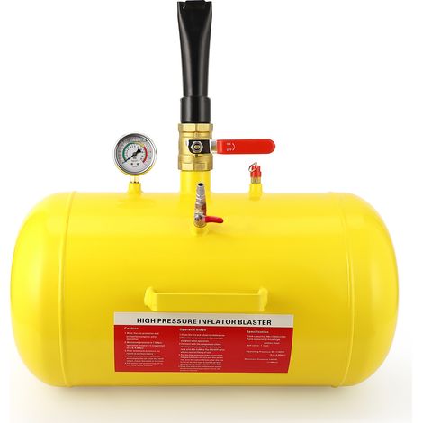 Outil robuste pour montage rapide de pneus - Réservoir d'air haute pression 10 gallons avec manomètre - Portable pour voiture, camion, tracteur, ATV, camping-car - Jaune, 10 Gallons (1/5)