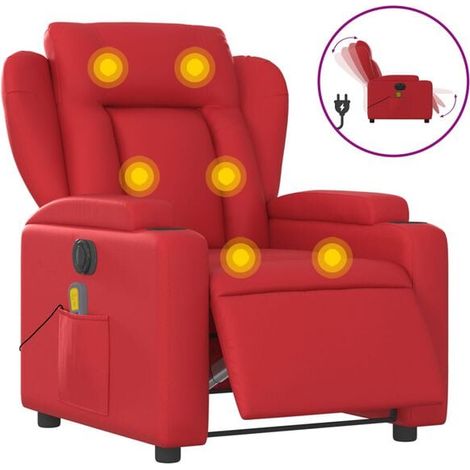 Chaise de massage électrique rouge en similicuir – Siège relaxant avec fonction chauffage, roulement 360° et réglage de l’inclinaison (1/5)
