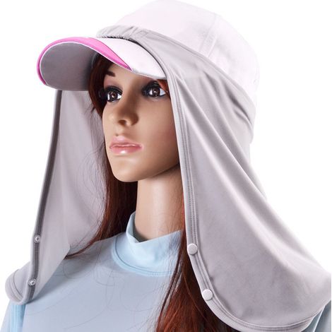 Bonnet rafraîchissant en polyester respirant, protection solaire UV couvre-cou pour sport extérieur, gris clair (1/5)