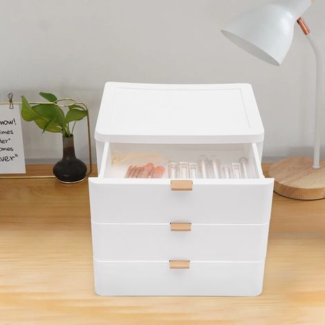 YISSALE-Schreibtisch-Organizer, Organizer mit Acryl-Schubladen, 3er-Set, Schubladenbox, Schreibtisch-Organizer, stapelbare Aufbewahrungsbox, für Bürobedarf, Schreibwaren und Bürozubehör, Transparentes (1/5)
